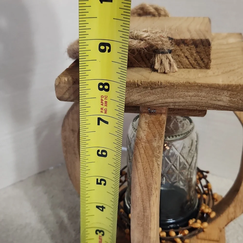 Rustic Decor Lantern Mason Jar Wood - OS